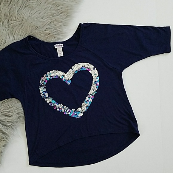 NWT Justice Girls Size 8 Strong Sequin Hoodie Top /& Black Heart Leggings